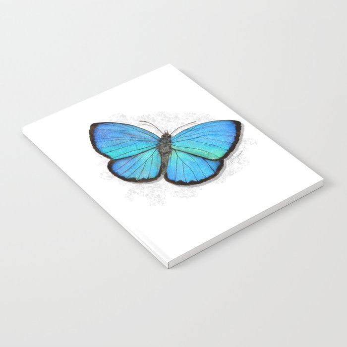 Pretty iridescent blue butterfly art print Notebook