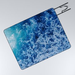 Deep Blue Ocean Waves Picnic Blanket