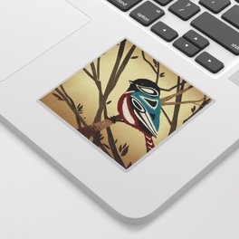 Chickadee in Tlingit Colors Sticker