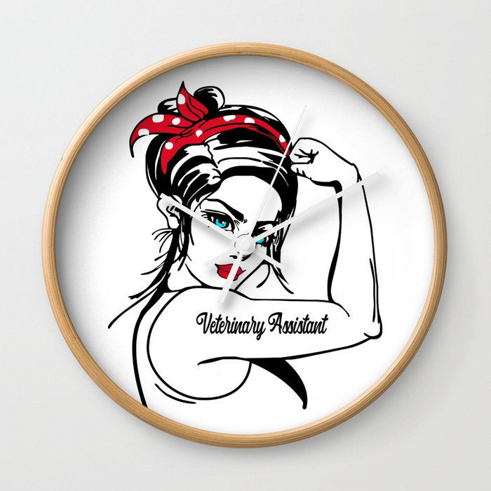 Veterinary Assistant Rosie The Riveter Pin Up Wall Clock