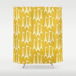 Mid Century Modern Giraffe Pattern 221 Mustard Yellow Shower Curtain