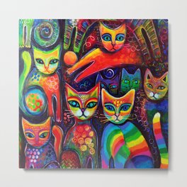 Rainbow cats Metal Print | Animal, Abstract, Painting 