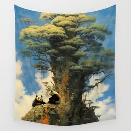 Panda's By A Tree Wall Tapestry