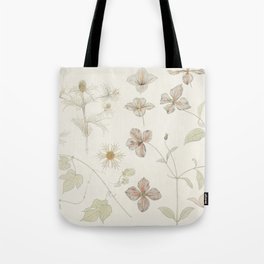 Study Sheet With Sea Thistle, Hop, and Clematis Tote Bag
