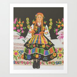 Polish folk girl Art Print