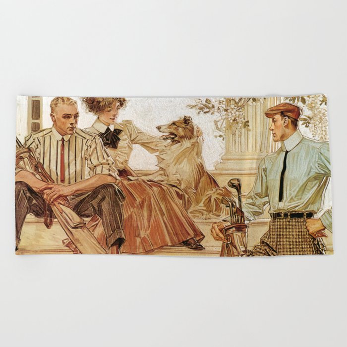  Arrow Collar advertisement, 1910 by Joseph Christian Leyendecker Beach Towel
