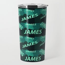  pattern with the name James in blue colors and watercolor texture Travel Mug