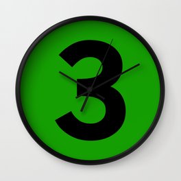 Number 3 (Black & Green) Wall Clock