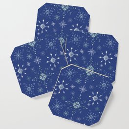 Snowflakes - Dark Blue Coaster