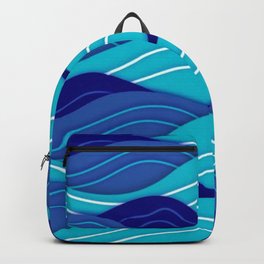 Relaxing Rolling Waves Backpack | Ocean, Illustration, Blue, Summer, Teal, Turquoise, Beautiful, Abstractline, Underwaterdream, Relaxing 