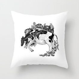 Cow in leaves  Throw Pillow