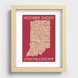 Hoosier Daddy, John Mellencamp, Indiana map art Recessed Framed Print