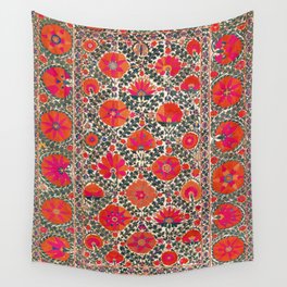 Kermina Suzani Uzbekistan Colorful Embroidery Print Wall Tapestry