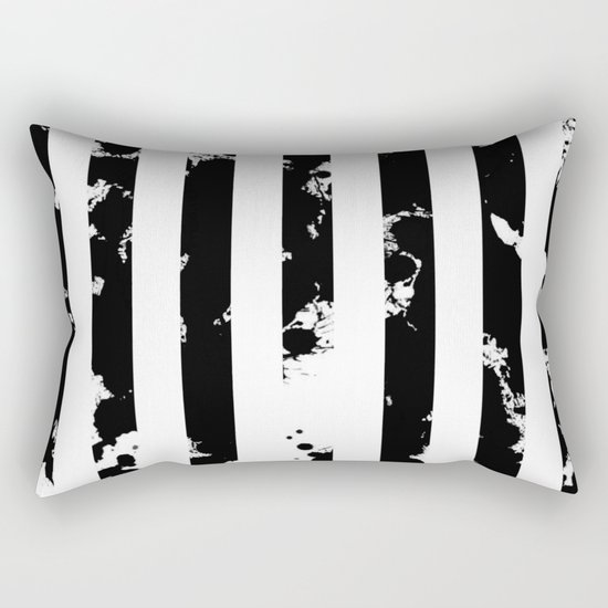 Splatter Bars - Black ink, black paint splats in a stripey stripy pattern Rectangular Pillow