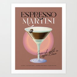 Chocolate Espresso Martini Retro Cocktail Bar Art Recipe Vintage Art Print