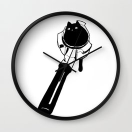 coffee cat6 Wall Clock | Illustration, Digital, Cat, Drawing, Black and White, Coffee, Funny, Officedecor 