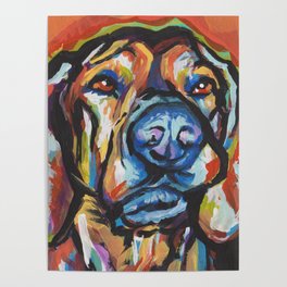 Fun Plott Hound Dog Portrait bright colorful Pop Art Poster