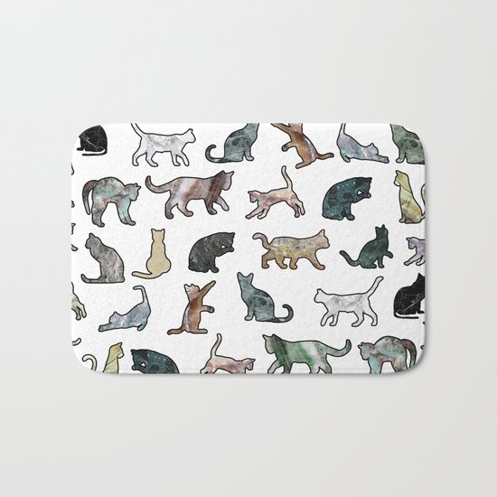 Cats shaped Marble - White Bath Mat