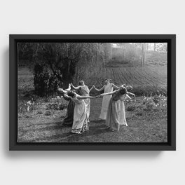 Circle Of Witches, Natchez Trace Vintage Women Dancing black and white photograph - photography - photographs Framed Canvas