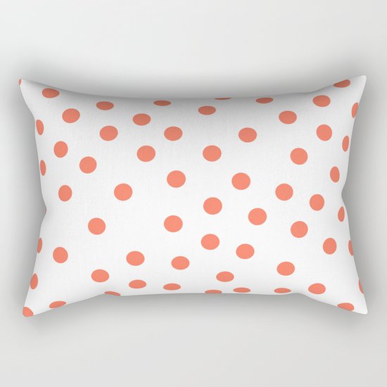 Simply Dots in Deep Coral on White Rectangular Pillow