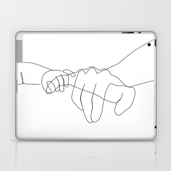 Father and Baby Pinky Swear / hand line drawing  Laptop & iPad Skin