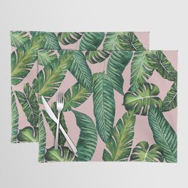 Jungle Leaves, Banana, Monstera II Pink #society6 Placemat