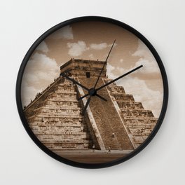 Chichen Itza Sepia Wall Clock