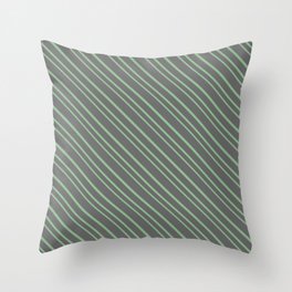 [ Thumbnail: Dim Gray and Dark Sea Green Colored Pattern of Stripes Throw Pillow ]