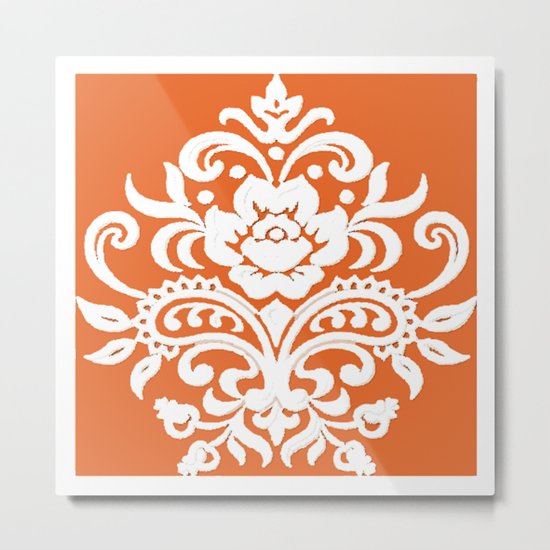 Damask on Peach Metal Print