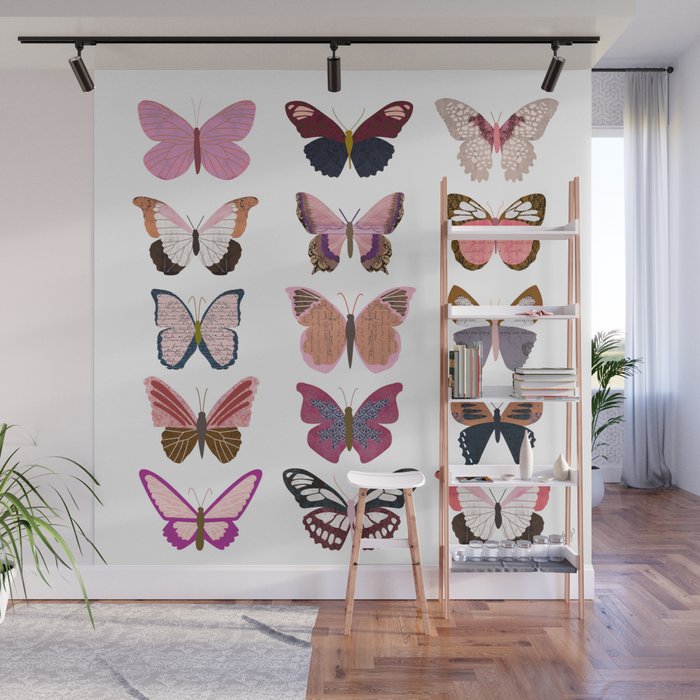 Pink Butterflies Wall Mural