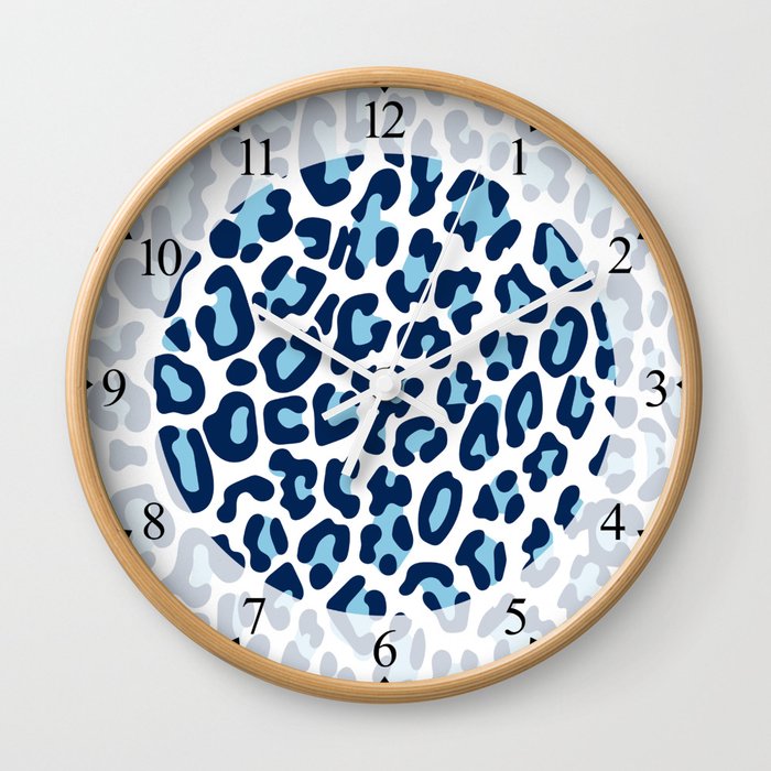 Blue Leopard Skin Wall Clock