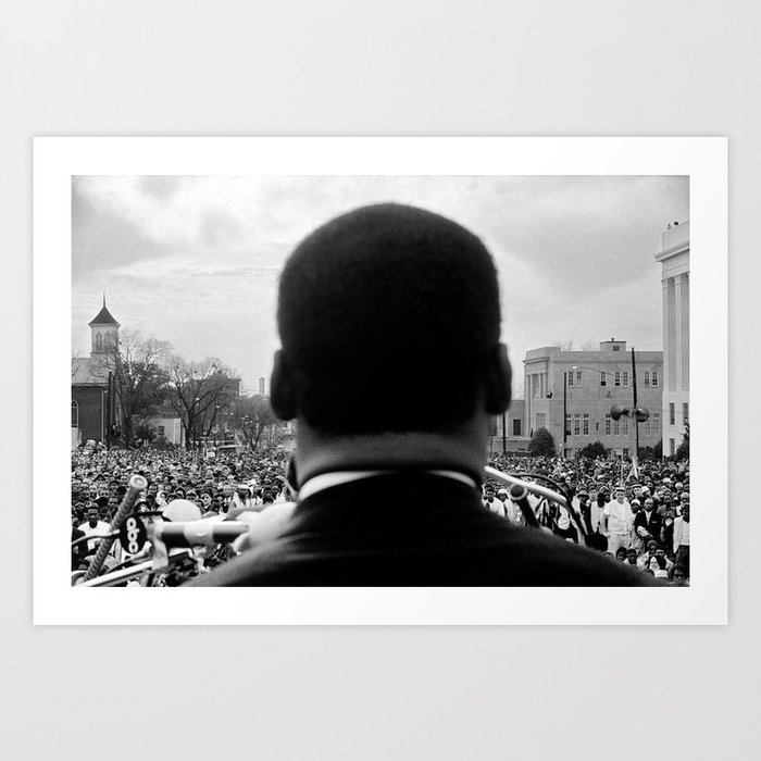 Civil Rights Selma to Montgomery, African American Rights March, March 65 black and white photograph Art Print