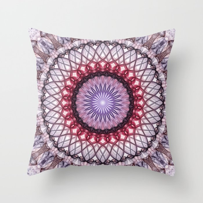 Red and blue mandala Throw Pillow