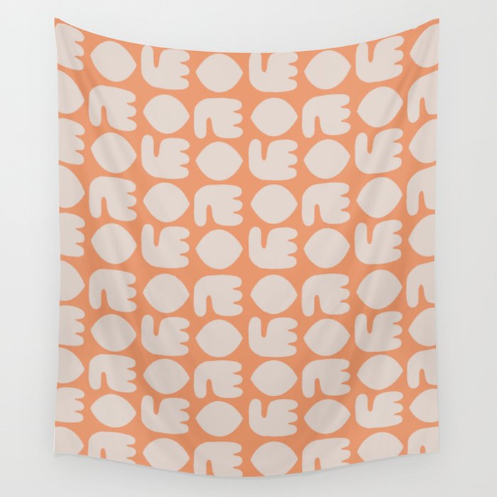 Boho surface pattern in coral pink Wall Tapestry