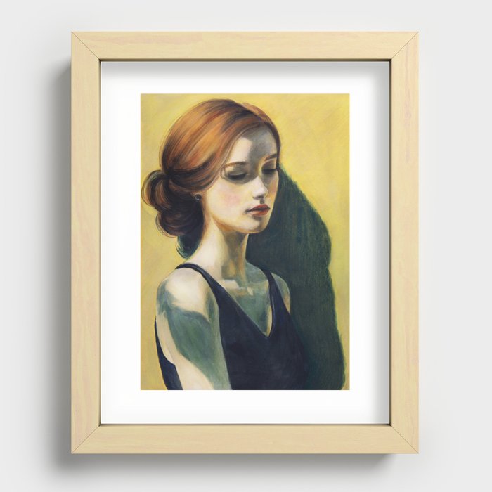 A Young Woman's Portrait (Inspired by Edward Hopper) Recessed Framed Print