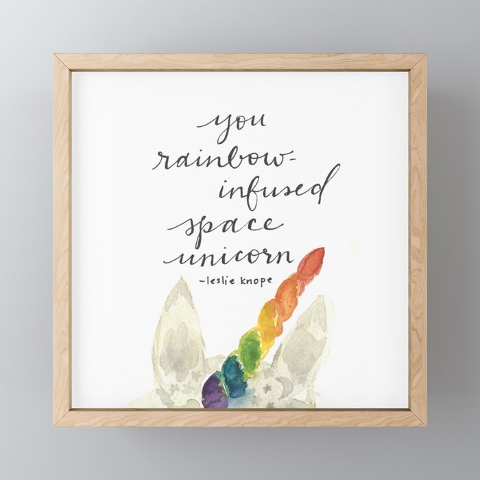 you rainbow-infused space unicorn Framed Mini Art Print