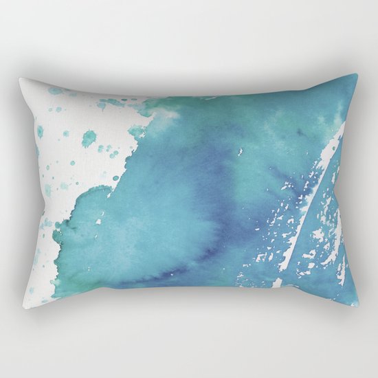 BLUE + GREEN WATERCOLOUR LAYER AND SPLATTER Rectangular Pillow