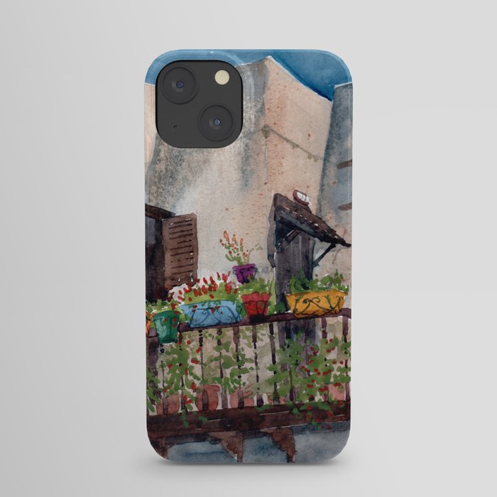 Herbs and blossom on Rhodian balcony iPhone Case