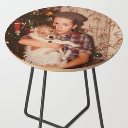 Girl and Dog Vintage Photo Side Table