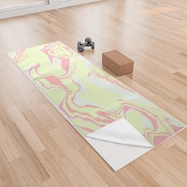 Pink and yellow marble texture. Yoga Towel