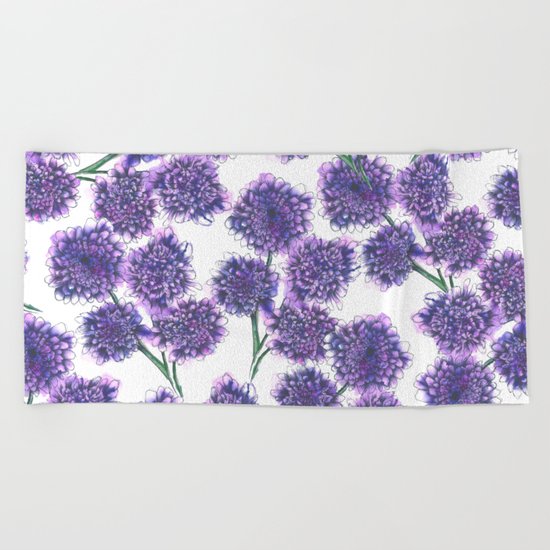 Butterfly Blue Floral Pattern Beach Towel