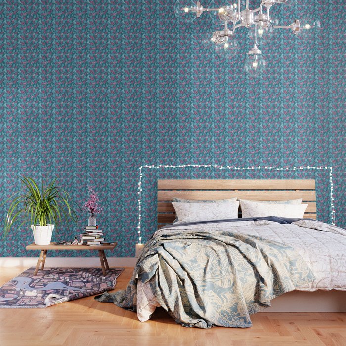 Christmas Xmas Blue Pattern Wallpaper