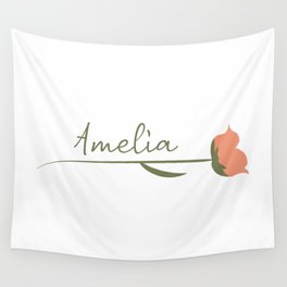 Amelia name on a rose Wall Tapestry