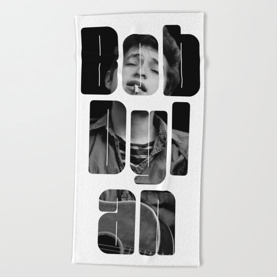 Bob Dylan Font Black And White Beach Towel