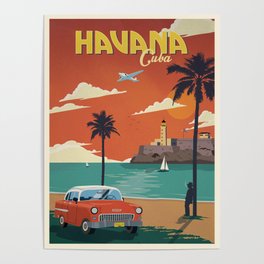 Vintage travel poster-Cuba-Havana. Poster
