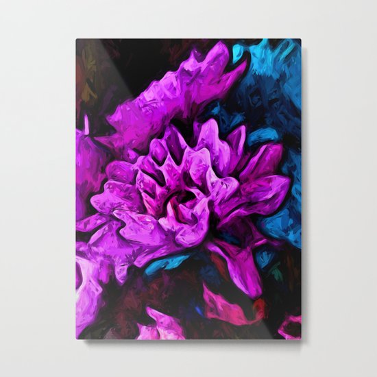 Lavender Flowers with Blue Petals and some Pink Metal Print