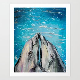 Dolphin love Art Print