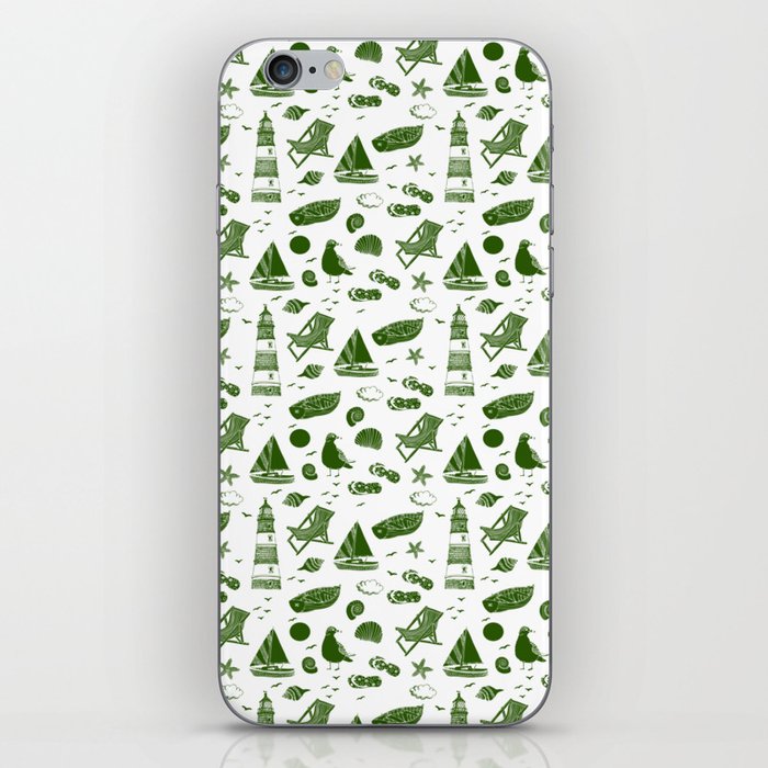 Green Summer Beach Elements Pattern iPhone Skin