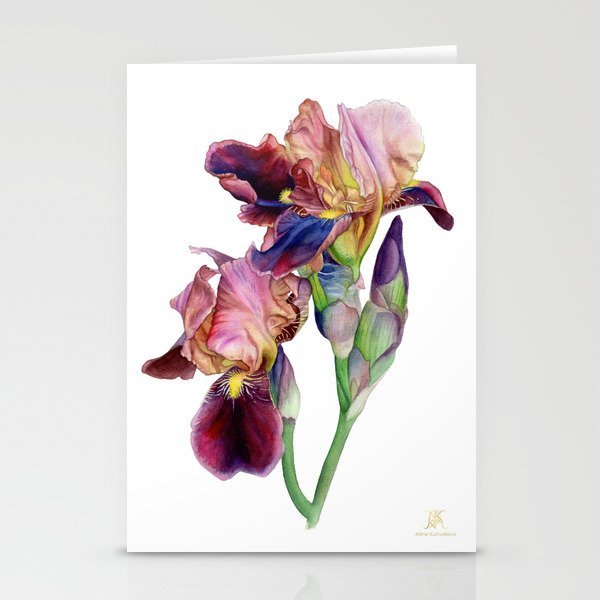 Watercolor Irises Stationery Cards