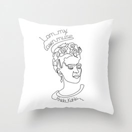Frida Kahlo continuous line art print Throw Pillow